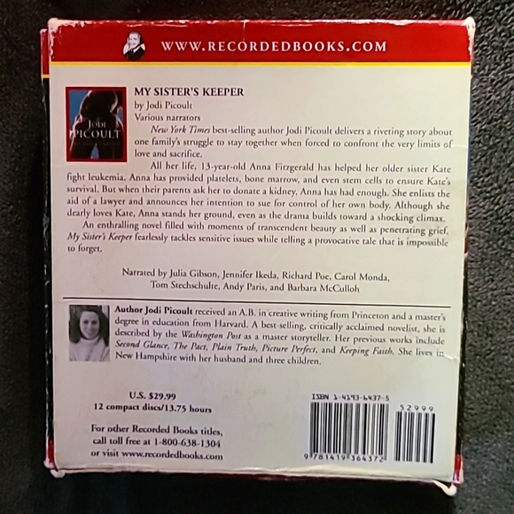 "MY SISTER'S KEEPER " by Jody Picoult - Recorded book (12 CDs) - Picture 2 of 4